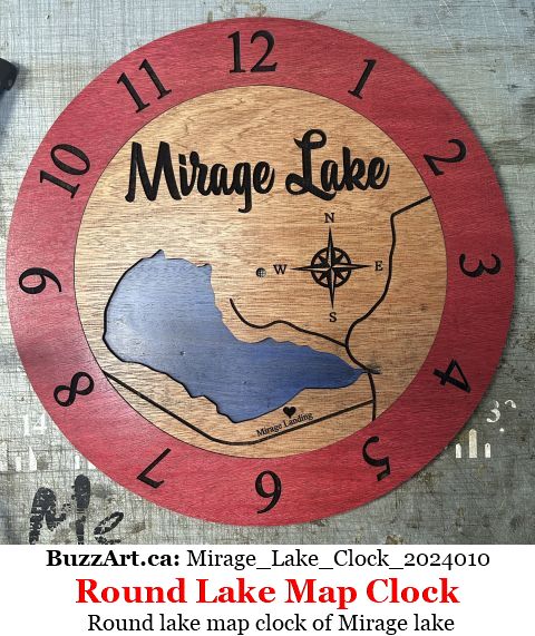 Round lake map clock of Mirage lake